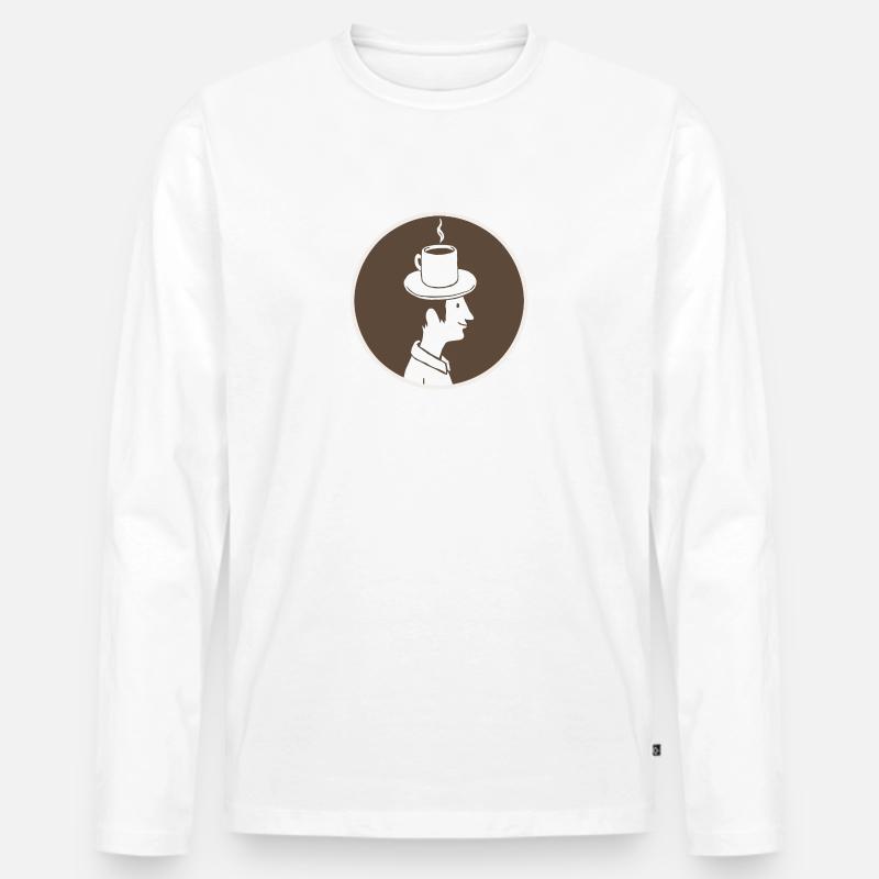 Kaffeehut Mann - Männer Premium Bio Langarmshirt - Weiß
