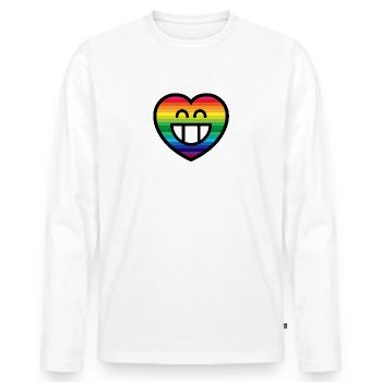 Emoticon Rainbow Grin Heart - Männer Premium Bio Langarmshirt - Weiß - Vorne - Nico (187cm)