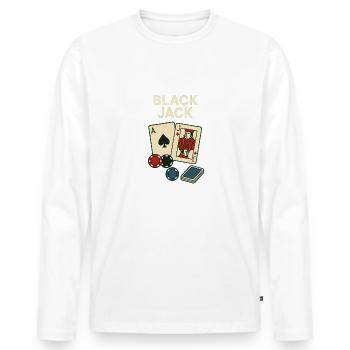 Blackjack – Das Spiel mit der magischen 21 - Männer Premium Bio Langarmshirt - Weiß - Vorne - Nico (187cm)