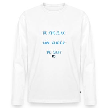 Pas besoin de cheveux t-shirt chauffeur de bus - T-shirt manches longues Premium bio Homme - blanc - Devant - Nico (187cm)