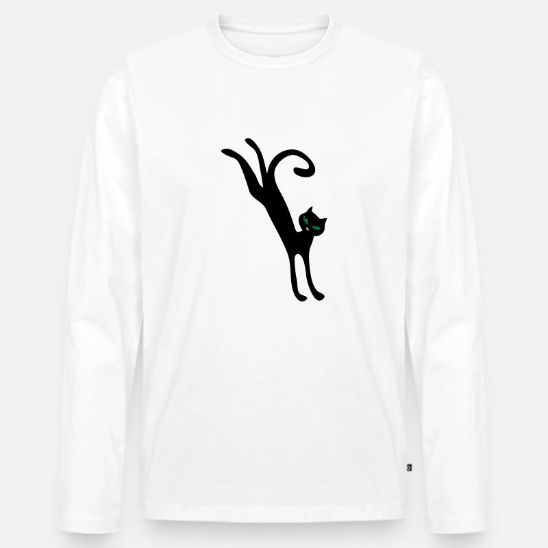 Retro springende Katze - Männer Premium Bio Langarmshirt - Weiß