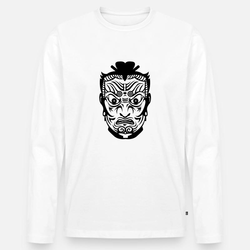 Samurai - Männer Premium Bio Langarmshirt - Weiß