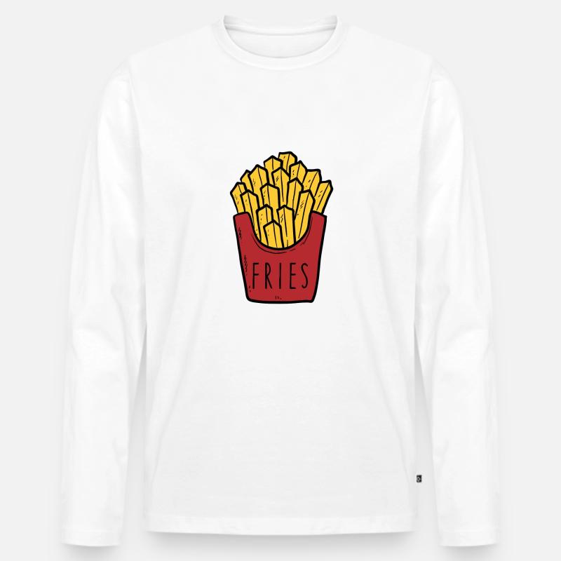Fries - Männer Premium Bio Langarmshirt - Weiß