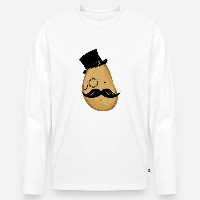 Sir Potato - Männer Premium Bio Langarmshirt - Weiß