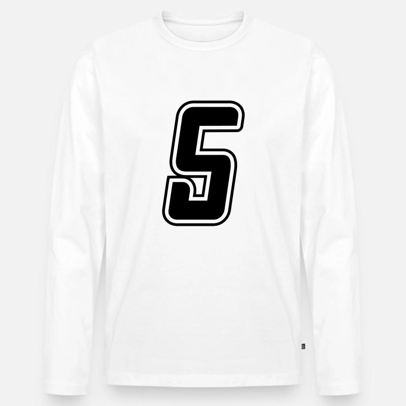 Startnummer 5 - Männer Premium Bio Langarmshirt - Weiß
