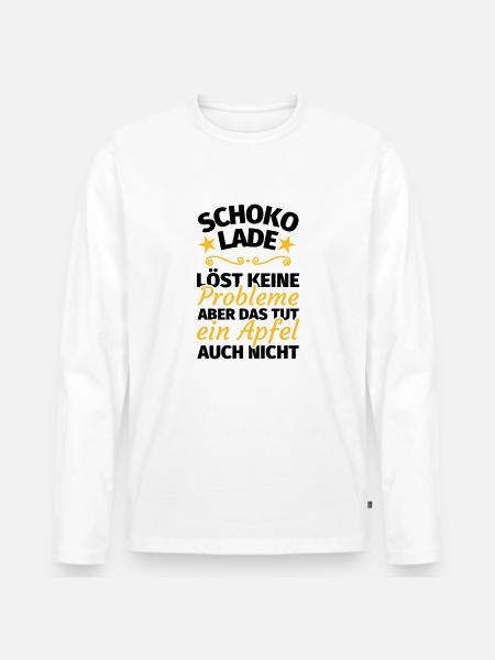 Schokolade lustig - Männer Premium Bio Langarmshirt - Weiß