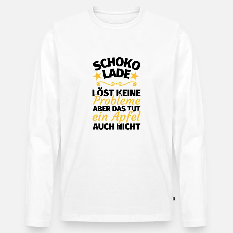 Schokolade lustig - Männer Premium Bio Langarmshirt - Weiß
