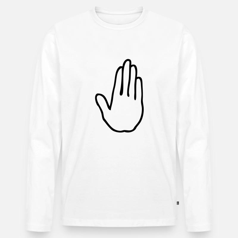 Hand Anschlag 2105 - Männer Premium Bio Langarmshirt - Weiß