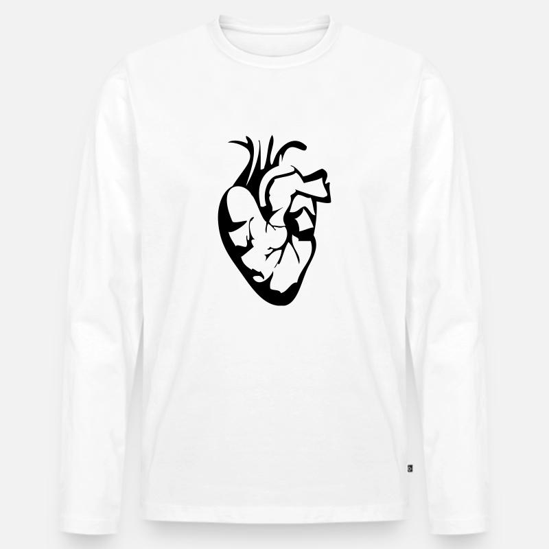 heart - Männer Premium Bio Langarmshirt - Weiß