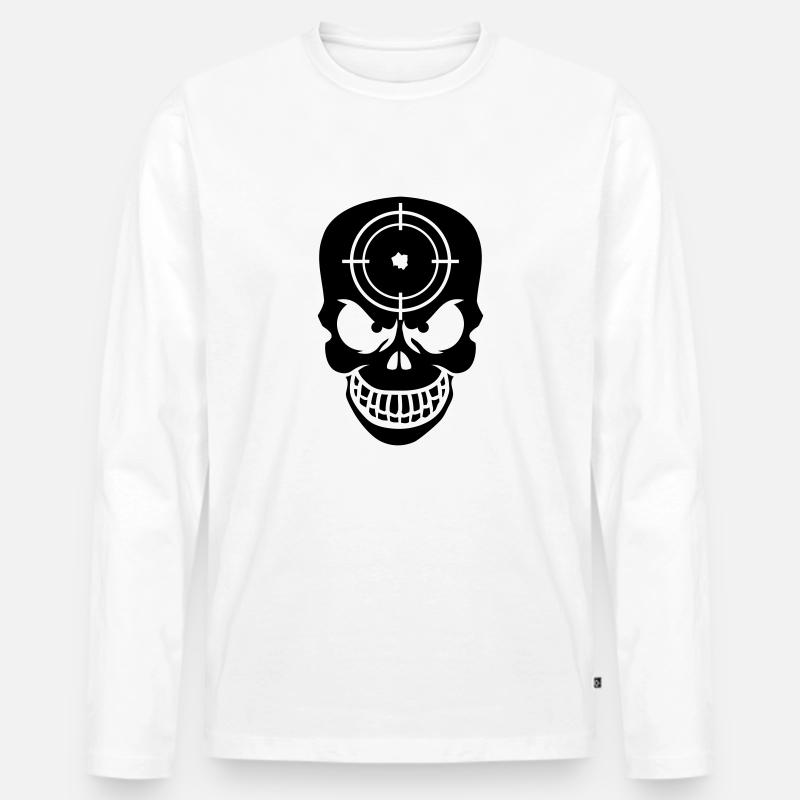 Evil Skull With Target - Männer Premium Bio Langarmshirt - Weiß