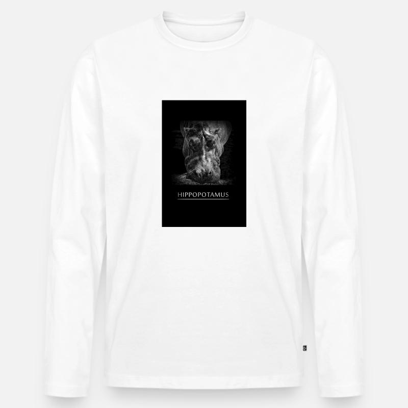 Flusspferd - Männer Premium Bio Langarmshirt - Weiß