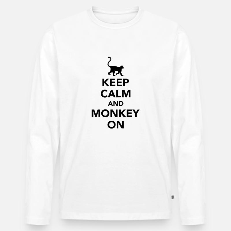 Affe - Männer Premium Bio Langarmshirt - Weiß