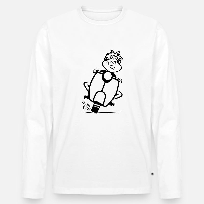motorroller rasen witzig frech - Männer Premium Bio Langarmshirt - Weiß