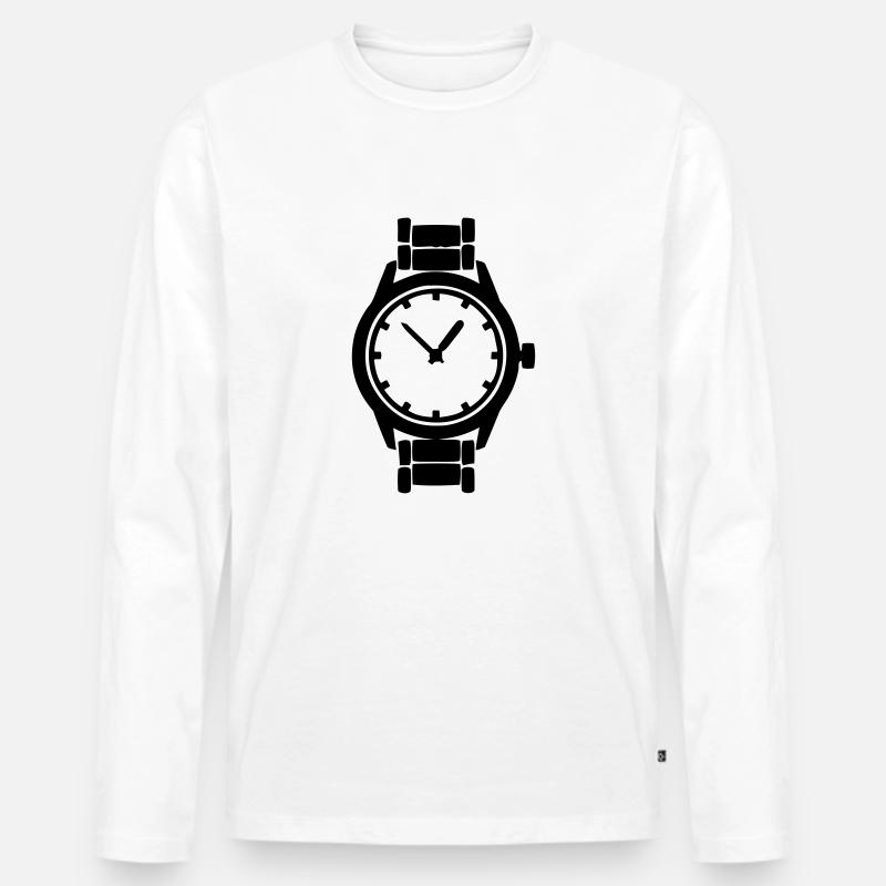 uhr - Männer Premium Bio Langarmshirt - Weiß