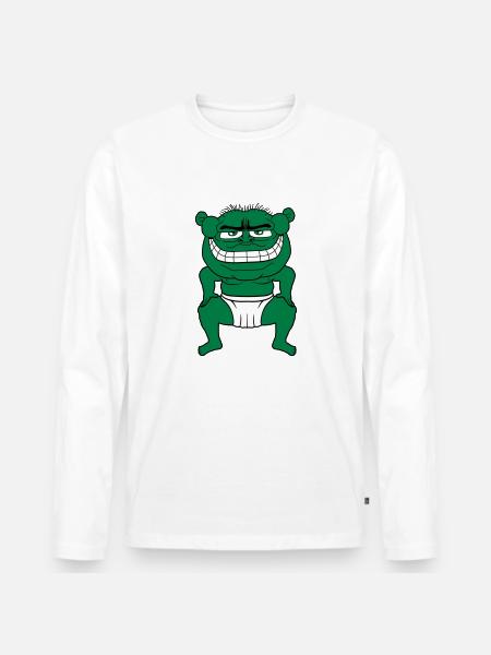 monster oger troll boese sumo ringer uebergewicht - Männer Premium Bio Langarmshirt - Weiß