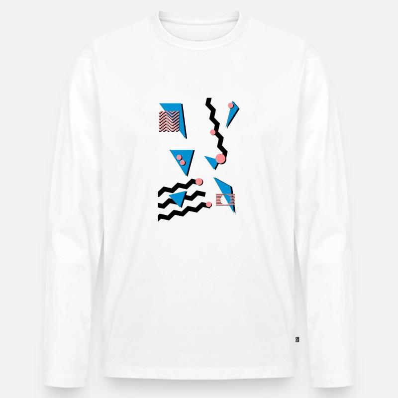 Retro Muster - Männer Premium Bio Langarmshirt - Weiß