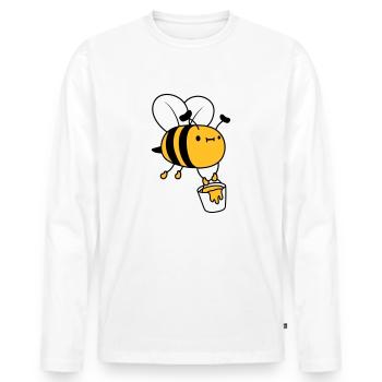 Abeille seau à miel - T-shirt manches longues Premium bio Homme - blanc - Devant - Nico (187cm)
