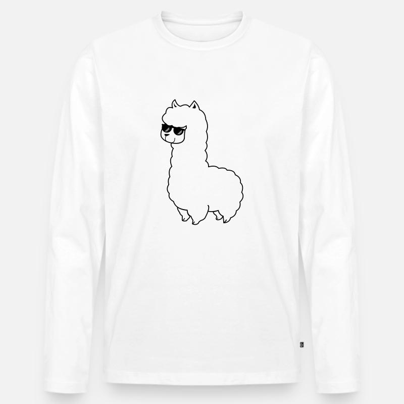 cool_lama_01 - Männer Premium Bio Langarmshirt - Weiß