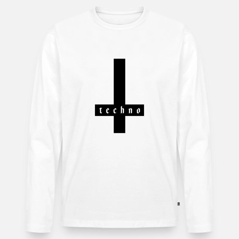 TECHNO KREUZ - Männer Premium Bio Langarmshirt - Weiß
