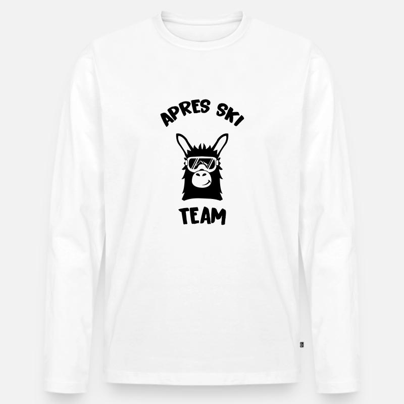 apres_ski_lama_01 - Männer Premium Bio Langarmshirt - Weiß