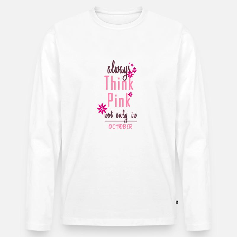 Think Pink - Männer Premium Bio Langarmshirt - Weiß