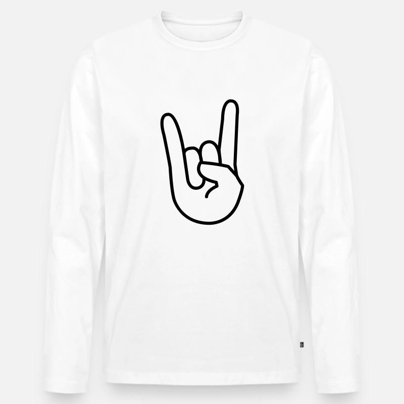 hand - Männer Premium Bio Langarmshirt - Weiß
