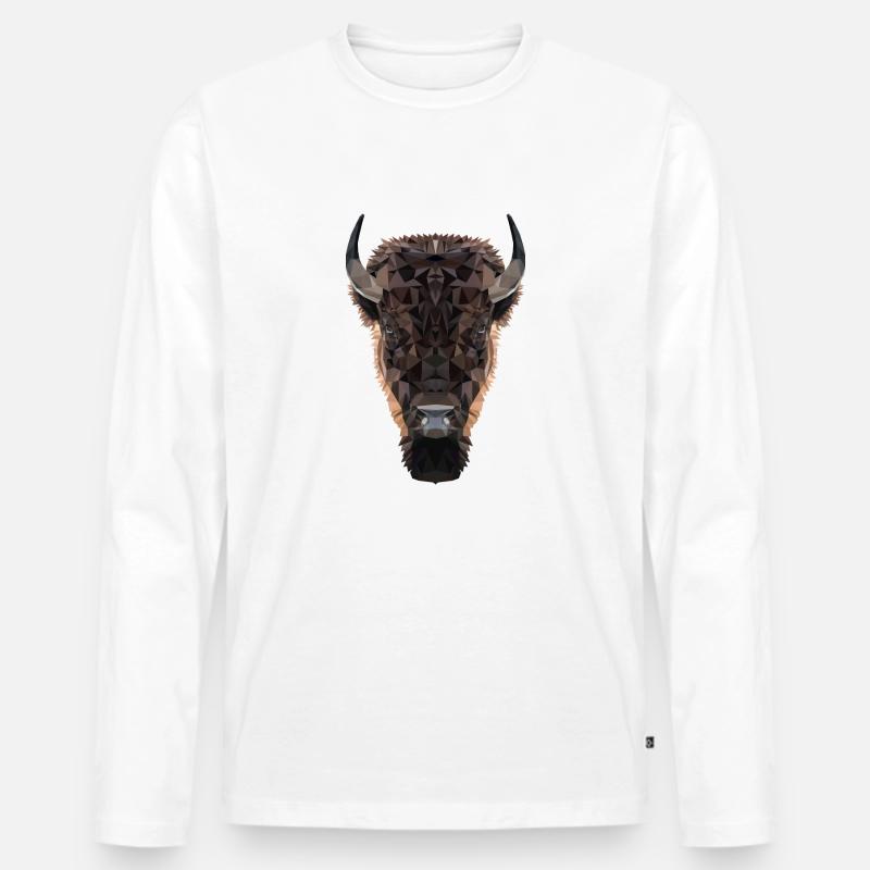 Bison - Männer Premium Bio Langarmshirt - Weiß