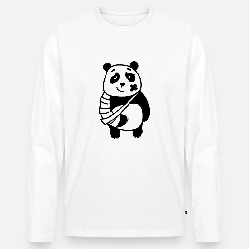 Panda gebrochener Arm - Männer Premium Bio Langarmshirt - Weiß