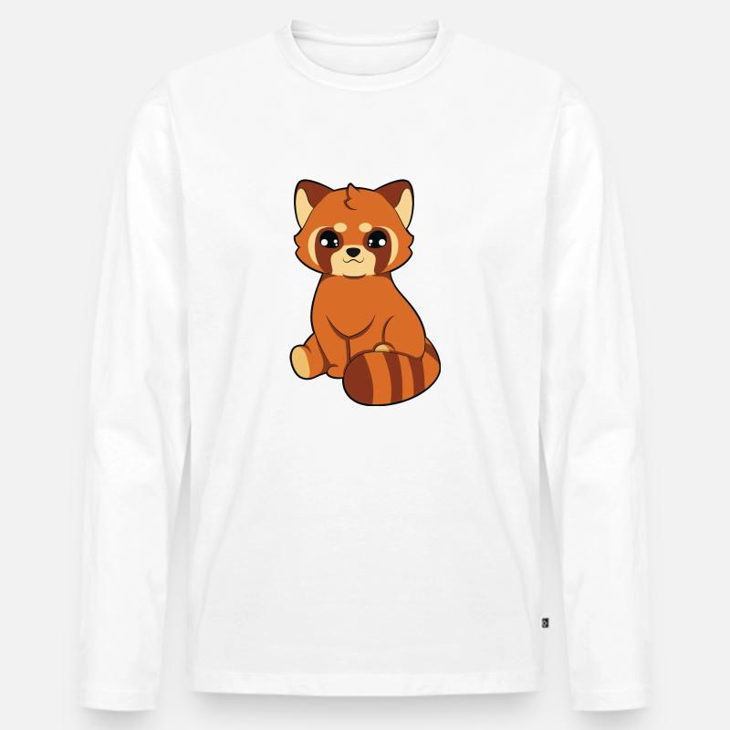 Roter Panda - Männer Premium Bio Langarmshirt - Weiß