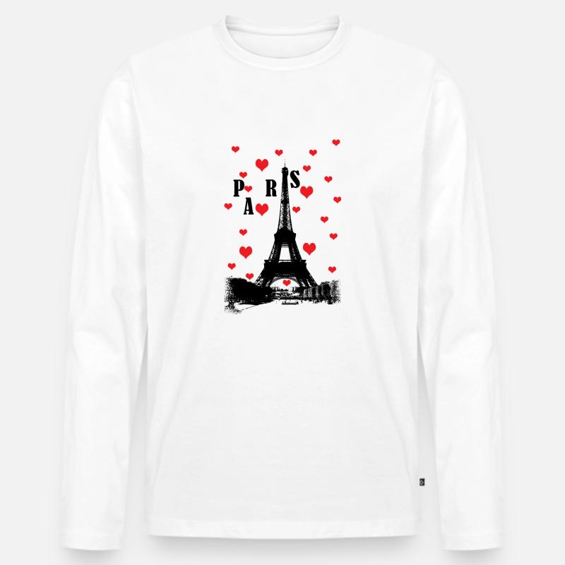 Paris - Männer Premium Bio Langarmshirt - Weiß