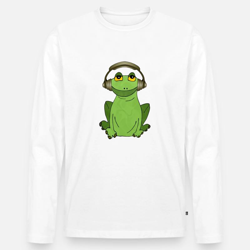 Frosch - Männer Premium Bio Langarmshirt - Weiß