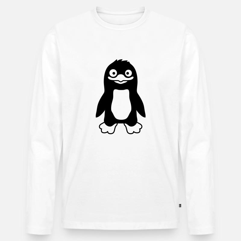 Ulkiger lustiger Pinguin grinst - Männer Premium Bio Langarmshirt - Weiß