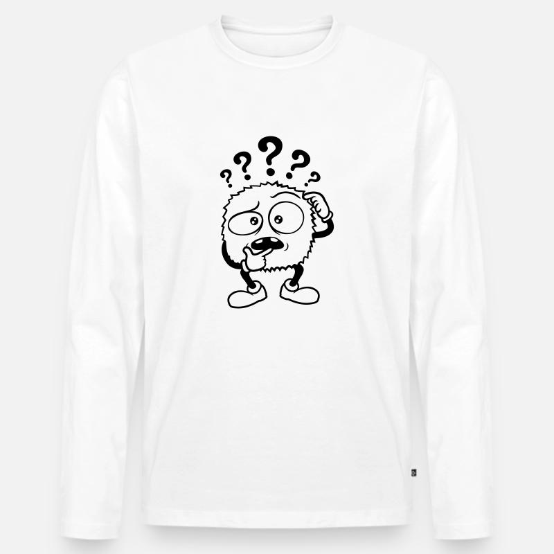 Zweifelnd Fragezeichen skeptisches Monster - Männer Premium Bio Langarmshirt - Weiß