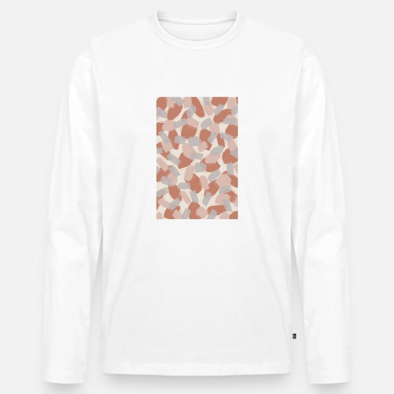 Beige Stokes Pattern - Männer Premium Bio Langarmshirt - Weiß