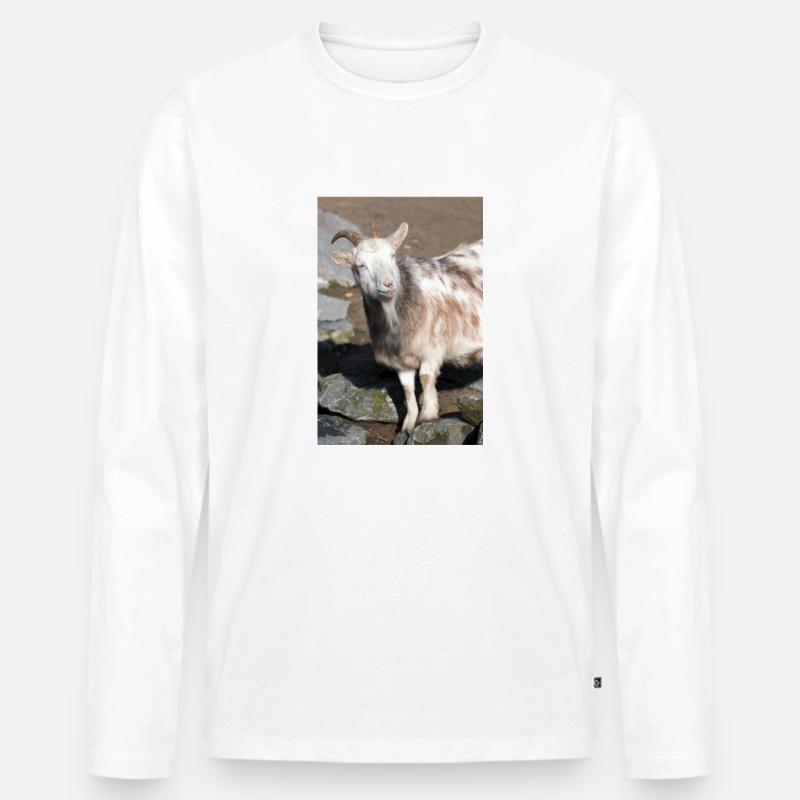 Zwergziege oder Zwergziege - Männer Premium Bio Langarmshirt - Weiß