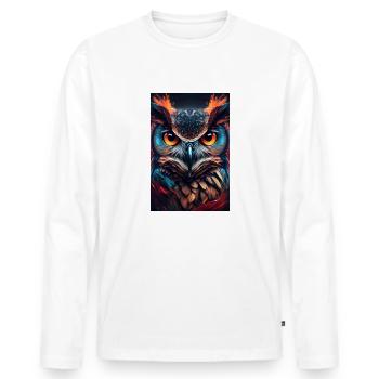 Owl Bird Animal Owls Animal - Men's Premium Organic Long Sleeve Shirt - white - Front - Nico (187cm)