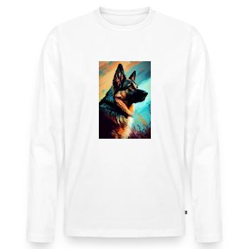 German Shepherd Dog Malinois Colorful - Men's Premium Organic Long Sleeve Shirt - white - Front - Nico (187cm)