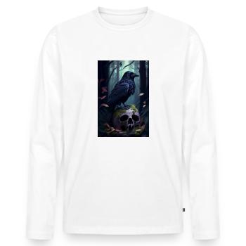 Corbeau Corbeau Corneille Oiseau Corneille Crâne d’animal - T-shirt manches longues Premium bio Homme - blanc - Devant - Nico (187cm)