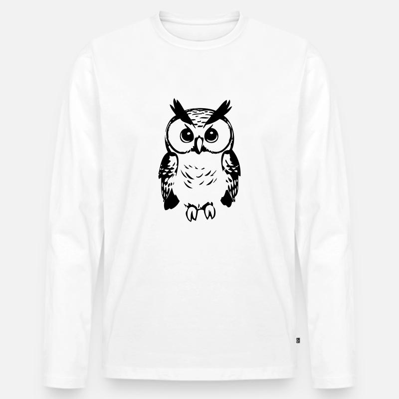 Süße Eule - Männer Premium Bio Langarmshirt - Weiß