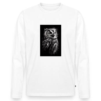 Eule Vogel Tier Eulen Drawn - Männer Premium Bio Langarmshirt - Weiß - Vorne - Nico (187cm)