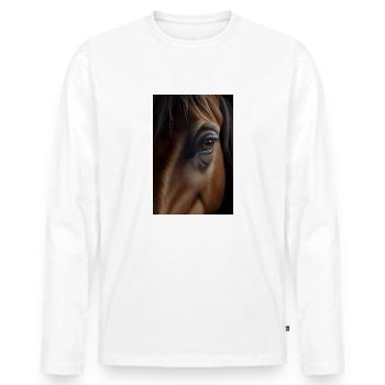 Pferd Pferde Reiten Pferdereiten Sprungreiten - Männer Premium Bio Langarmshirt - Weiß - Vorne - Nico (187cm)