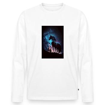 Pferd Pferde Reiten Pferdereiten Sprungreiten - Männer Premium Bio Langarmshirt - Weiß - Vorne - Nico (187cm)