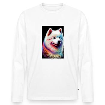 Samoyed Dog Pet Dogs Colorful - Men's Premium Organic Long Sleeve Shirt - white - Front - Nico (187cm)