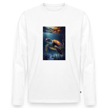 Turtle Sea turtle Turtles - Men's Premium Organic Long Sleeve Shirt - white - Front - Nico (187cm)