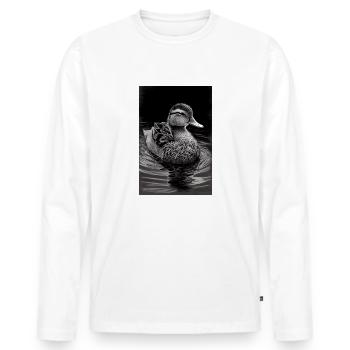 Duck Duck Bird Animal Quack Drawing Animal - Men's Premium Organic Long Sleeve Shirt - white - Front - Nico (187cm)