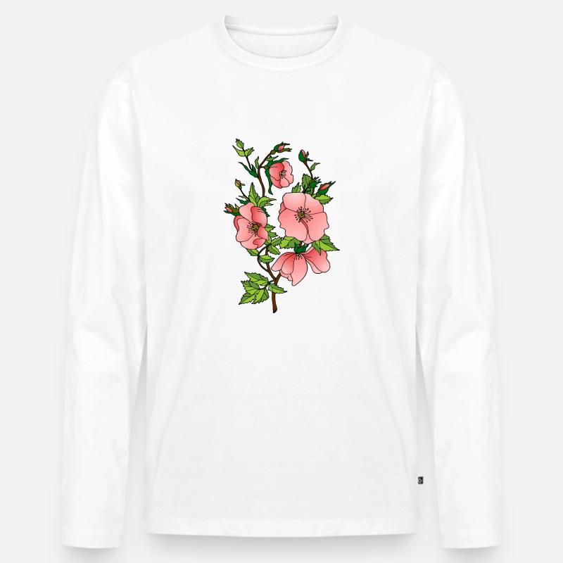 Blumen - Männer Premium Bio Langarmshirt - Weiß