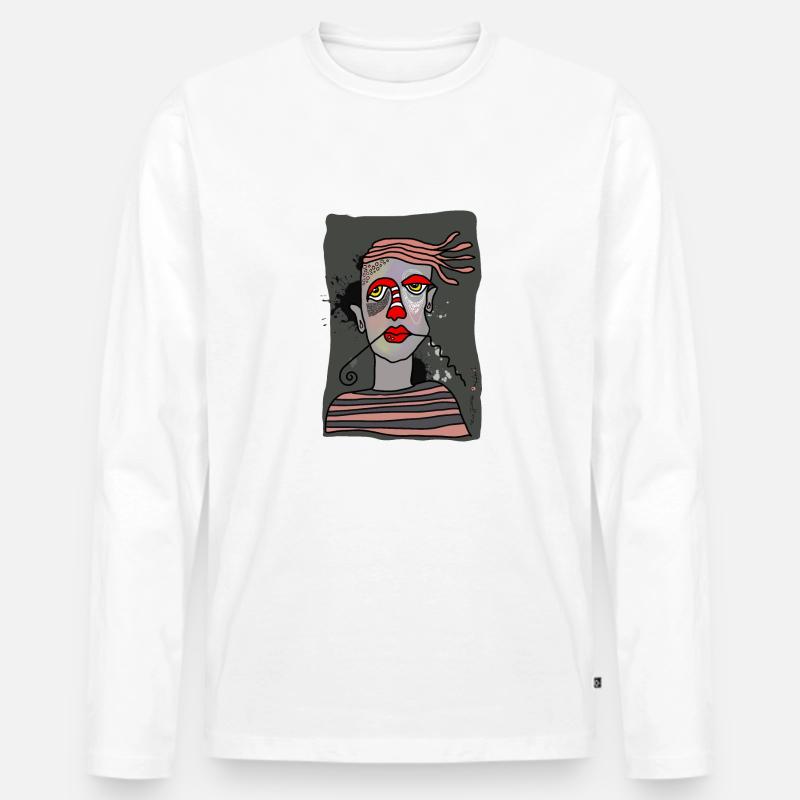 comicart Gesicht - Männer Premium Bio Langarmshirt - Weiß