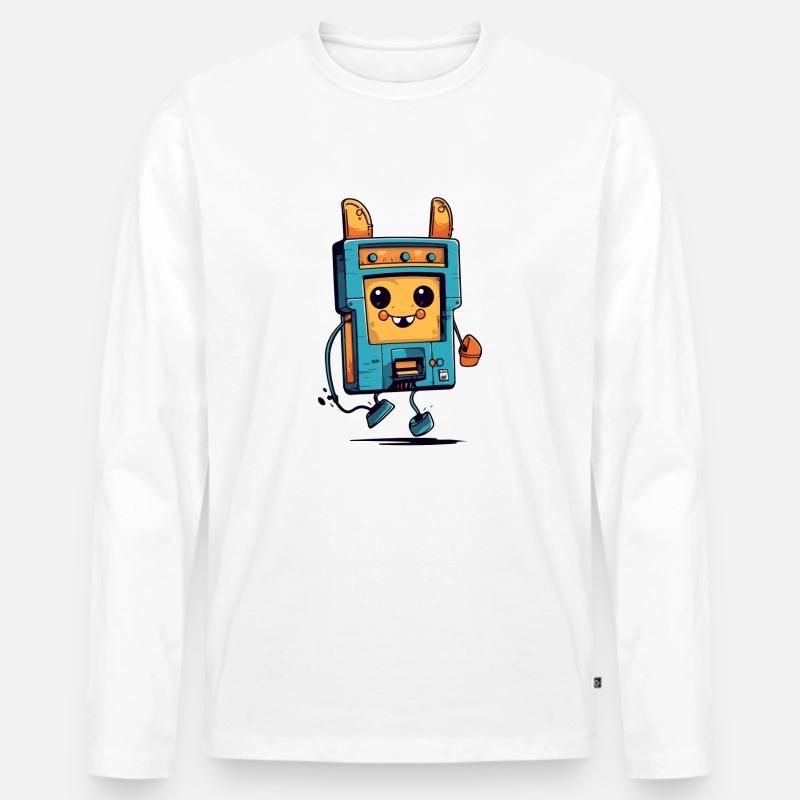 Jim der Walkman - Männer Premium Bio Langarmshirt - Weiß