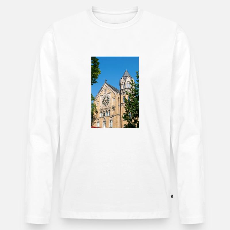 historisches Gebäude Ratsgymnasium - Männer Premium Bio Langarmshirt - Weiß