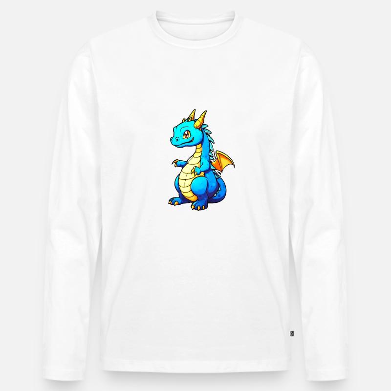 Niedlicher Drache - Männer Premium Bio Langarmshirt - Weiß
